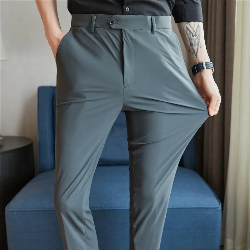 Men Pants Summer Thin Fashion Casual Suit Pants Men's Business Formal Straight