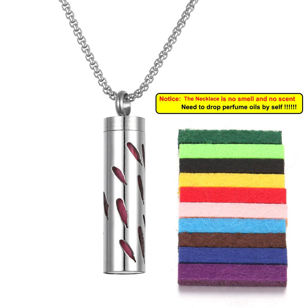 Long Strip Stainless Steel Aromatherapy Necklace Perfume Diffuser Essential Oil Diffuser Pendant Necklace Jewelry Accessories
