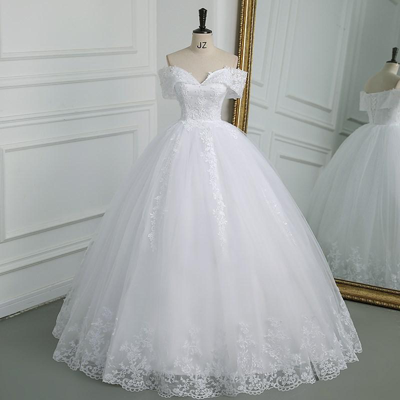 White Bridesmaid Dresses: Ball Gown Wedding Dresses Off The Shoulder Wedding Gowns