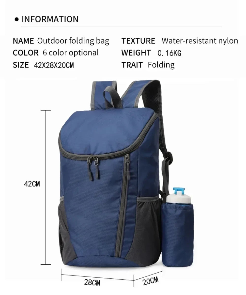 20L Day Pack Portable Foldable Backpack Folding Mountaineering Bag Ultralight Outdoor Cycling Rucksack Travel Hiking Knapsack