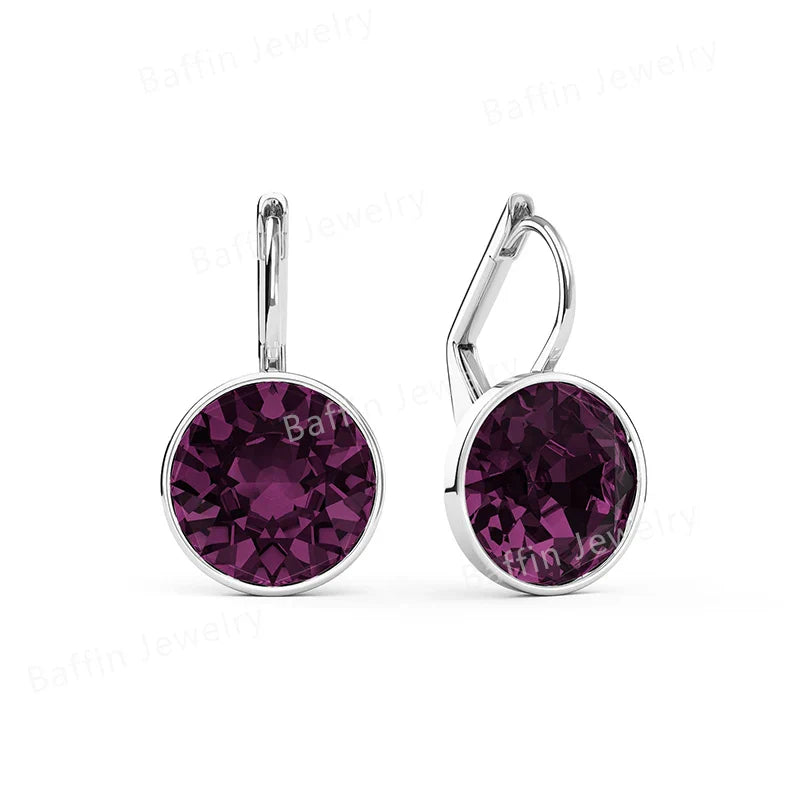 Bella Drop Earring for Women Christmas Birthday Premium Austrian Crystals Round Cut Dangle Silver Gold Color Pierced Jewelry