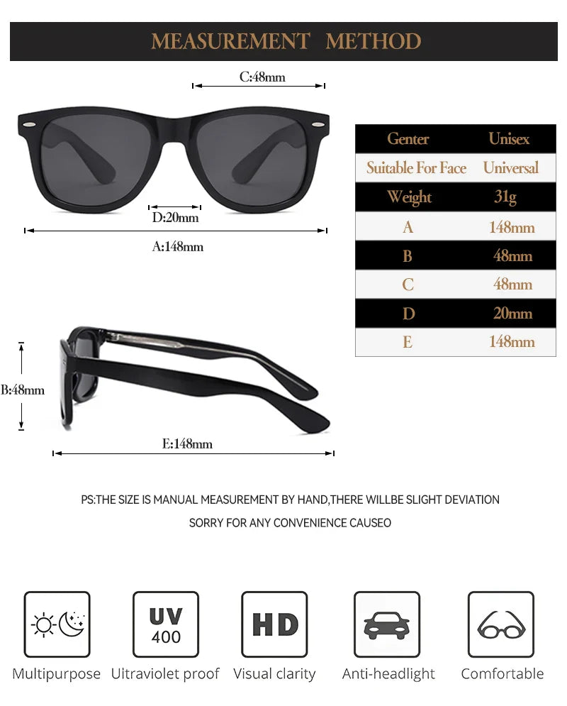 Fashion Vintage Square Sunglasses Men Women High-Quality Luxury Brand Designer Sun Glasses Driving Fishing UV400 Eyewear