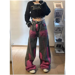 Black Grey High Waist Women Jeans Hip-hop Style Fashion Vintage Streetwear