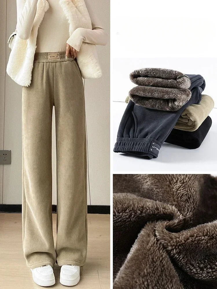 Winter Wide Leg Pants Women Autumn Plush Pants Women