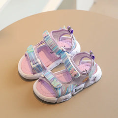 Butterfly Breathable Mesh Soft Sole PVC Princess Flat Shoes Baby Girl Sport