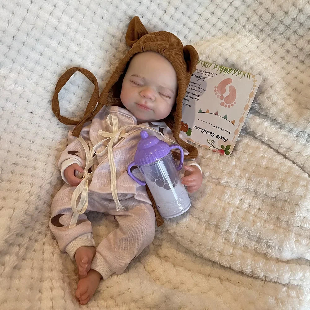 AnjoDoll 13Inch Open Mouth Pascale Reborn Doll Full Body Soft Silicone Girl Painted Doll Toys reborn de silicone real cuerpo