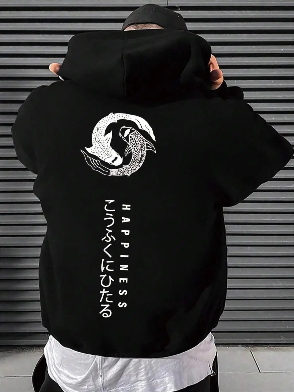 Japanese Cartoon Printing Men Hoody O-Neck All Match Loose Sweatshirt Fashion Fleece
