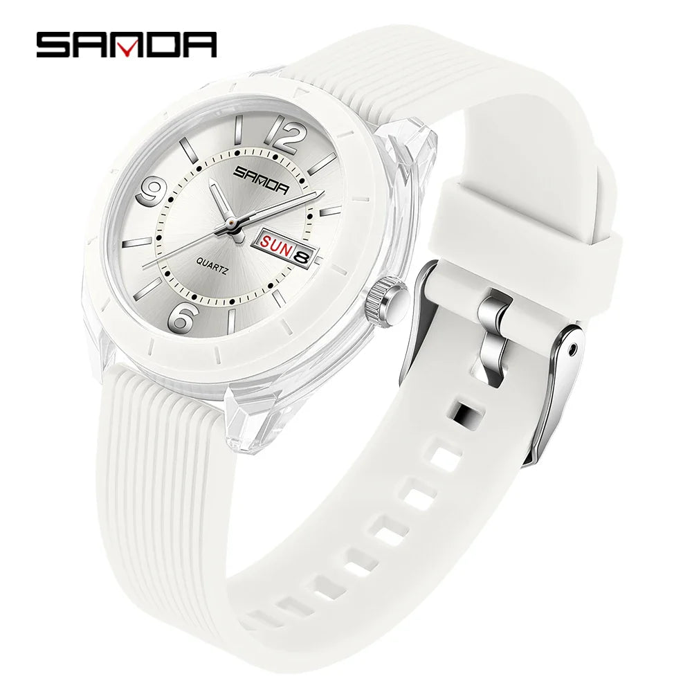 SANDA Quartz Watch for Women Waterproof Auto Date Week Elegant Luxury Ladies Wristwatch Waterproof Analog Women's Watches