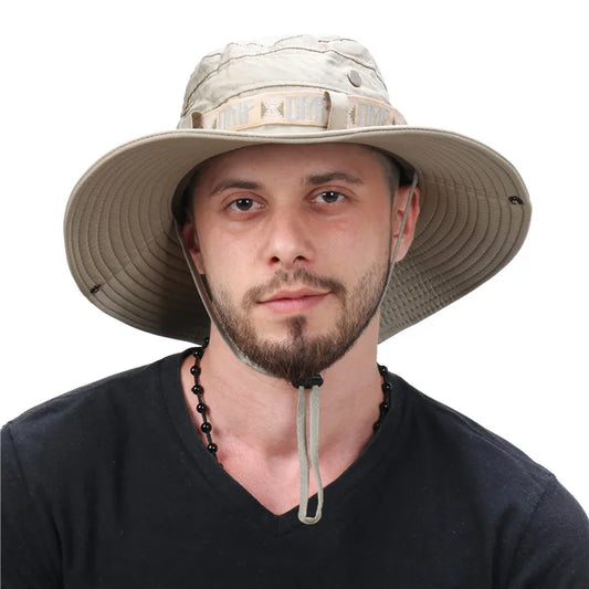 Men Bucket Hat Outdoor UV Protection Wide Brim Panama Safari Hunting Hiking Hat