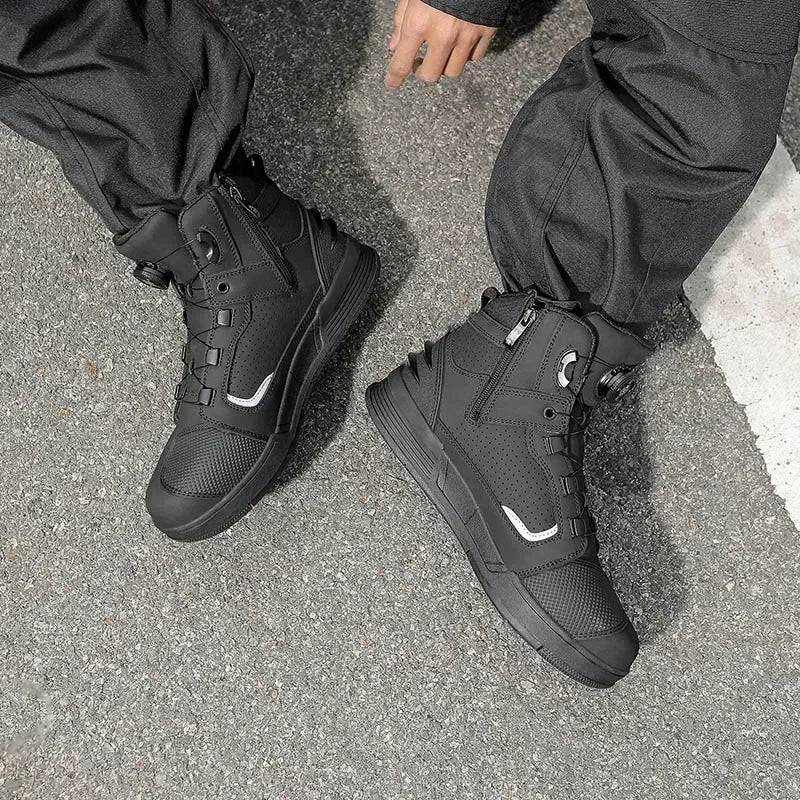 Riding Boots for Men Motorcycle New Leather Collision Avoidance Motos Shoes Anti Slip Wear-Resistant Motocross Protective Shoes