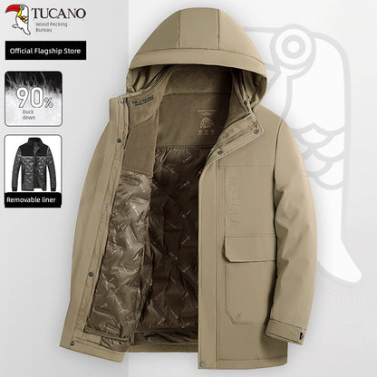 Woodpecker Men Fleece-lined Thickened Middle-Aged and Elderly Heattech Dad