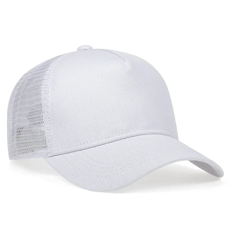 Custom Trucker Hat Logo Cotton Mesh Breathable Baseball Cap Women Men Summer Sunshade Mesh Cap 5 Panels Truck Hat Cap Wholesale