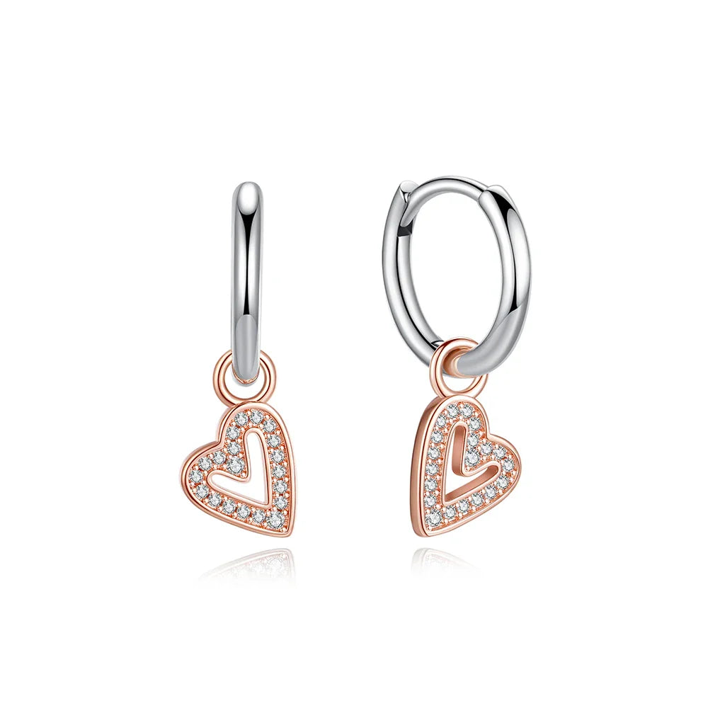 Original 925 Sterling Silver Earrings 2025 Stud Hoop Crystal Earings For Women Rose Gold Crown Heart Infinity Bee Earing Jewelry