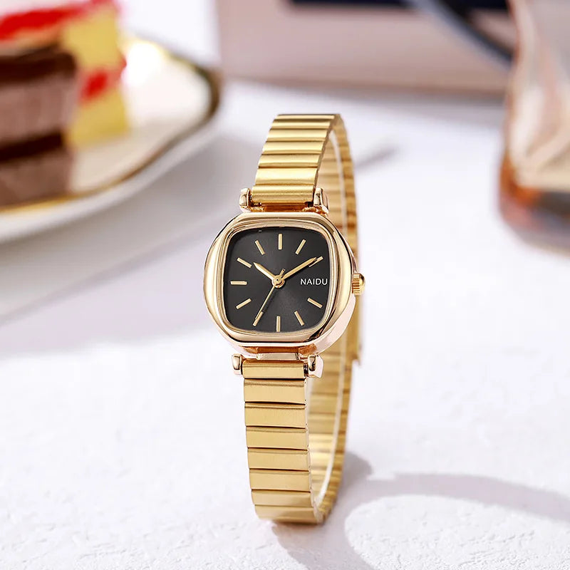 Brand Small Square Ladies Watches Adjustable Stainless Steel Strap Quartz Wristwatches for Women Fashion Luxury Gift Clock