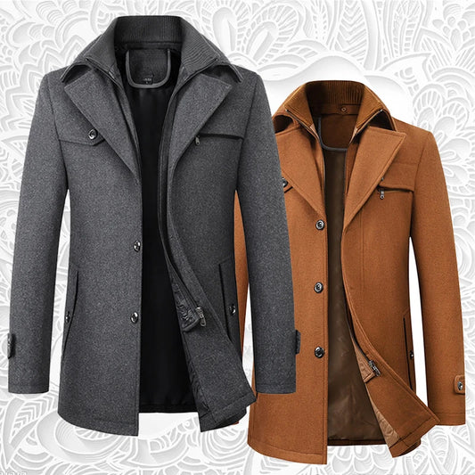 Autumn Winter Woolen Coat Men's Business Casual Fashion Men's