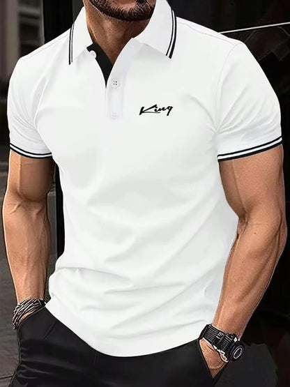 New Polyester Men's Polos Solid Color Classic Polo Shirt Men Short Sleeve Top Quality Casual Business Social Polo Shirt Men