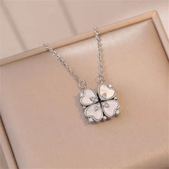 Fashion Retro Lucky Four Leaf Clover Women Necklace Gothic Love Heart Pendant