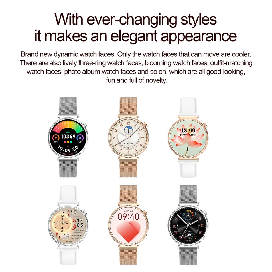 Fashion Women's Smart Watch AMOLED HD Screen Health Monitoring GPS Sports Track Watch Bluetooth Call Smartwatch Android IOS