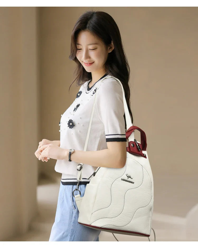 Women Leather Backpacks Zipper Female Chest Bag Travel Back Pack Ladies Bagpack Mochilas School Bags for Teenage Girls Sac A Dos