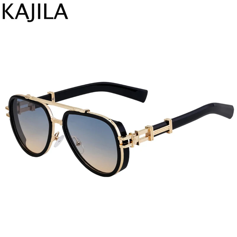 Sunglasses Men Brand Oval Metal Frame Steampunk Sunglasses