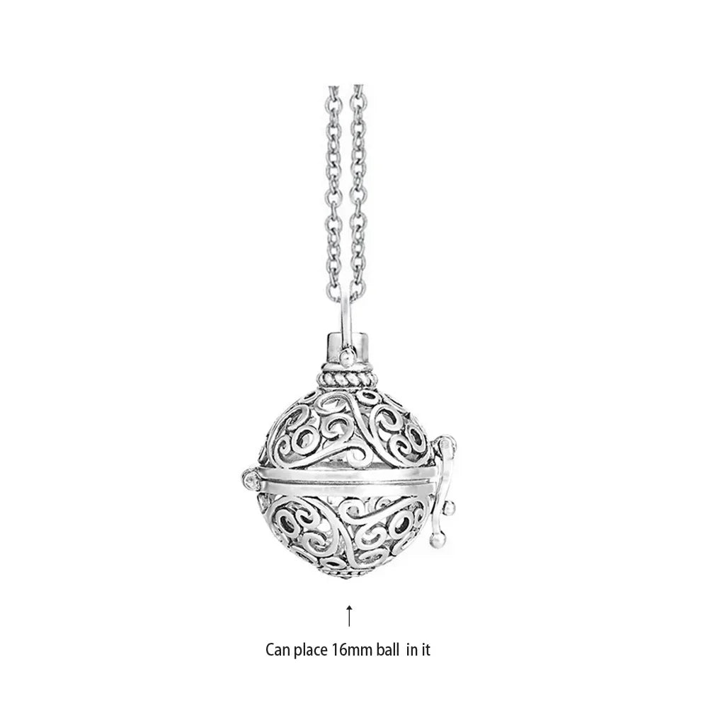 Music Chime Mexico Angel Ball Caller Locket Necklace Antique Vintage Pregnancy Essential Oil Diffuser Aromatherapy Necklace