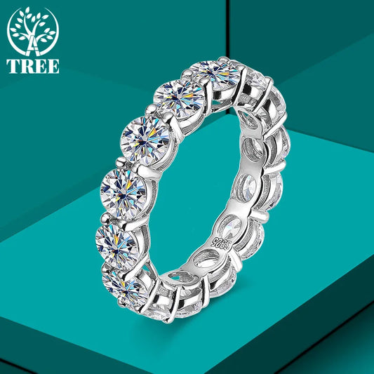 ALITREE 5mm 7ct D Color Moissanite Ring 925 Sliver Wedding Band Eternity Band Engagement Rings For Women