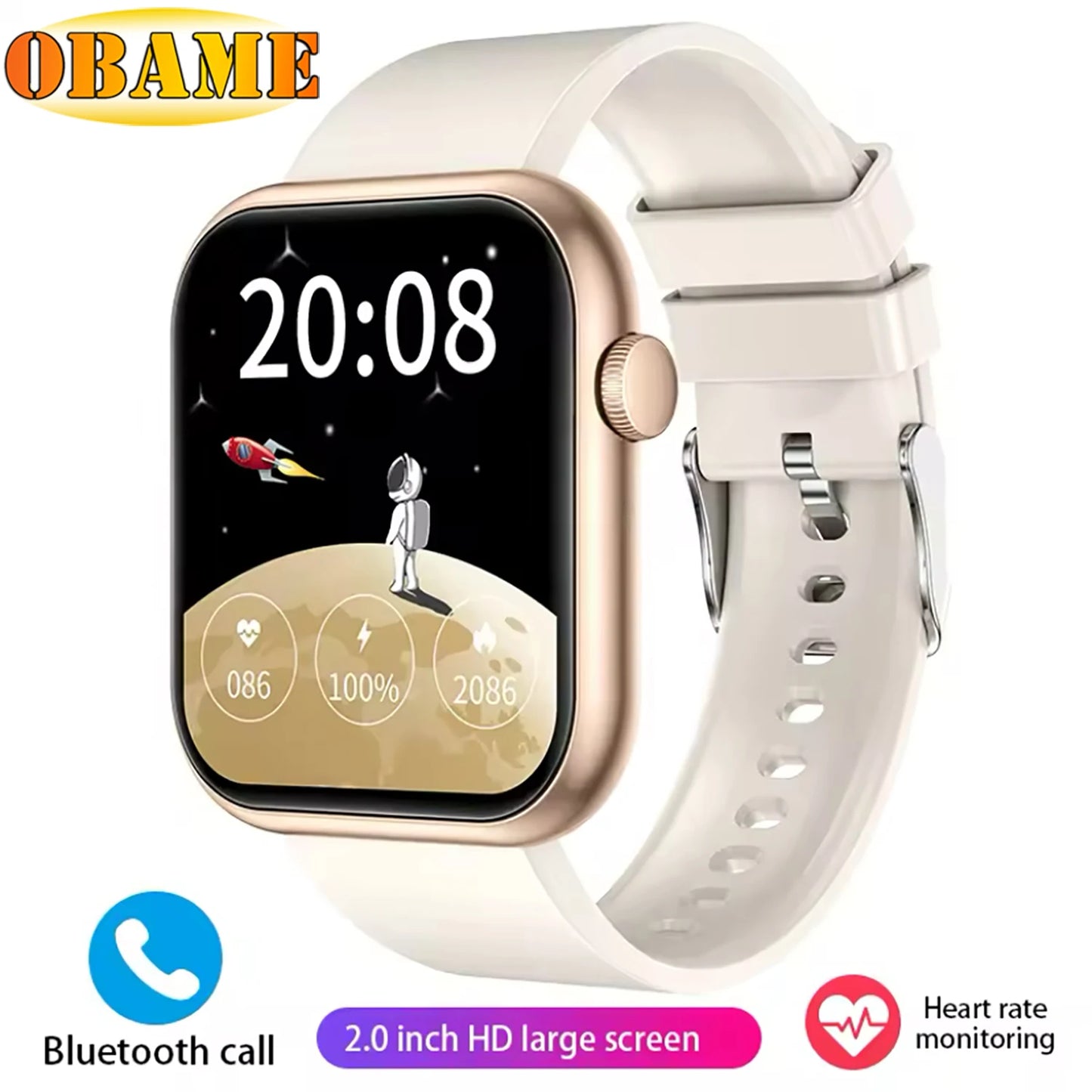 New QX7 Smart Watch Men 2.01-inch SmartWatch Bluetooth Call GPS AI Voice Heart rate Blood oxygen Android &IOS Sports Smartwatch