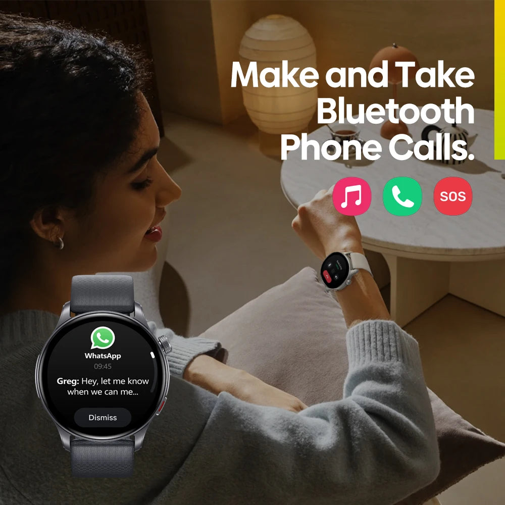 New Zeblaze Btalk 3 GPS Smartwatch 1.43" AMOLED Screen Dual Straps Make/Answer Phone Calls Heart Rate SpO2 Stress Tracking Watch