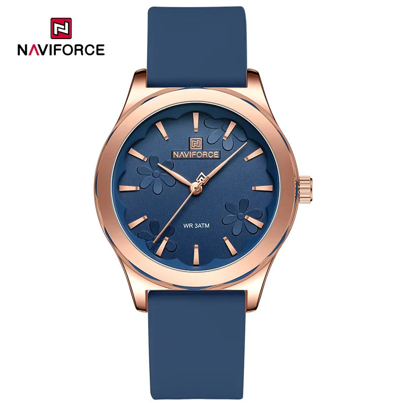 NAVIFORCE Watches for Women Creative Fashion Flower Dial Wristwatch Ladies Quartz Waterproof Shockproof Female Clock Gifts 2024