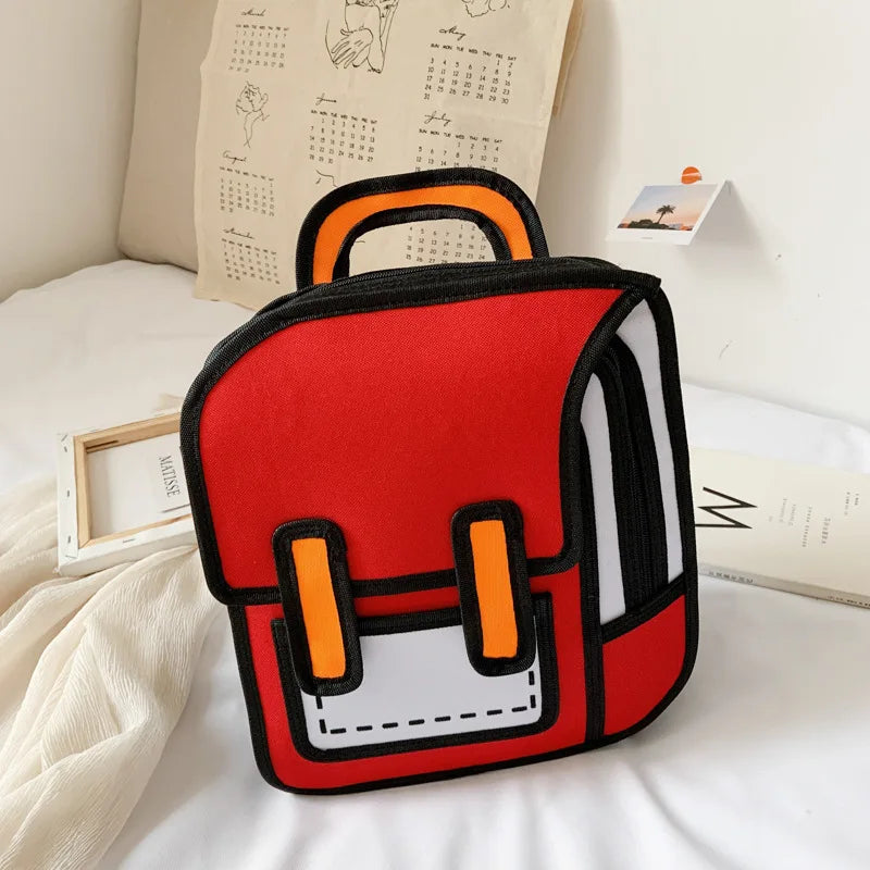 Two Dimensional 3d Multi-Functional Backpack Schoolbag Children 3-6 Grade Primary School Students