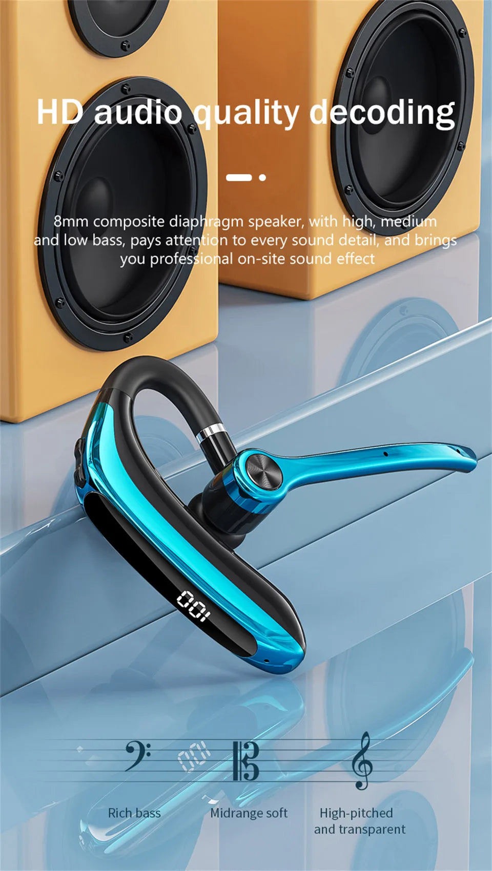 Wireless Headphones With Dual Microphon Bluetooth Earphone ENC Noise Cancelling Hands-free Headset Busines Auriculares Driving