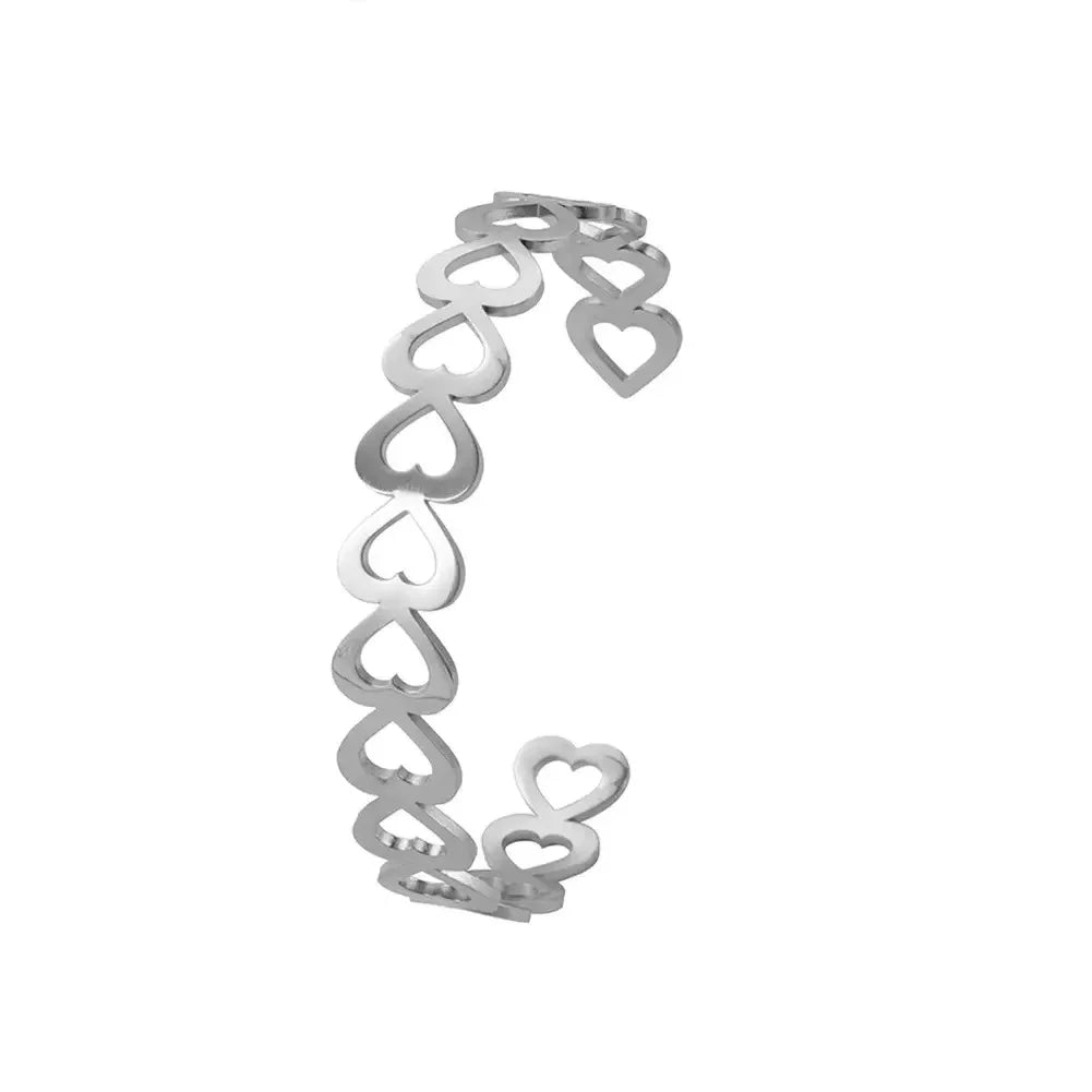 Stainless Steel Inlaid Zircon Bangle Round Bracelets