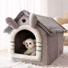 Soft Cat Bed Deep Sleep House Dog Cat Winter House Removable Cushion Enclosed Pet