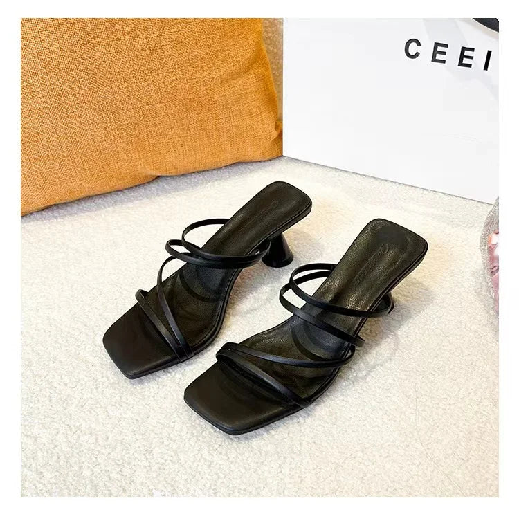 Women's Slippers  Square Toe Grace Narrow Band Solid Casual Sandals