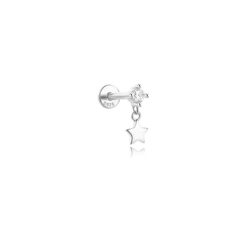 ROXI 925 Sterling Silver Star/Flower/Pearl Zircon Dangle Earrings For Women 1pc Simple Earrings For Women Girl Wedding Gift