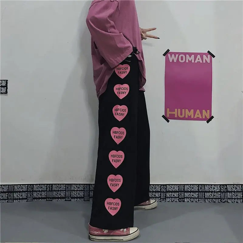 Y2k Oversize Graphic Wide Sweatpants Men Streetwear Print Casual Track Pants