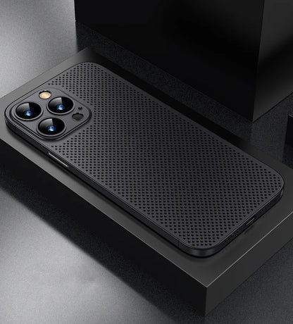 Breathable Cooling Case Ultra Thin Matte Mesh Hollow  Slim Hard iPhone 16 15 14 13 12 Pro Max Plus