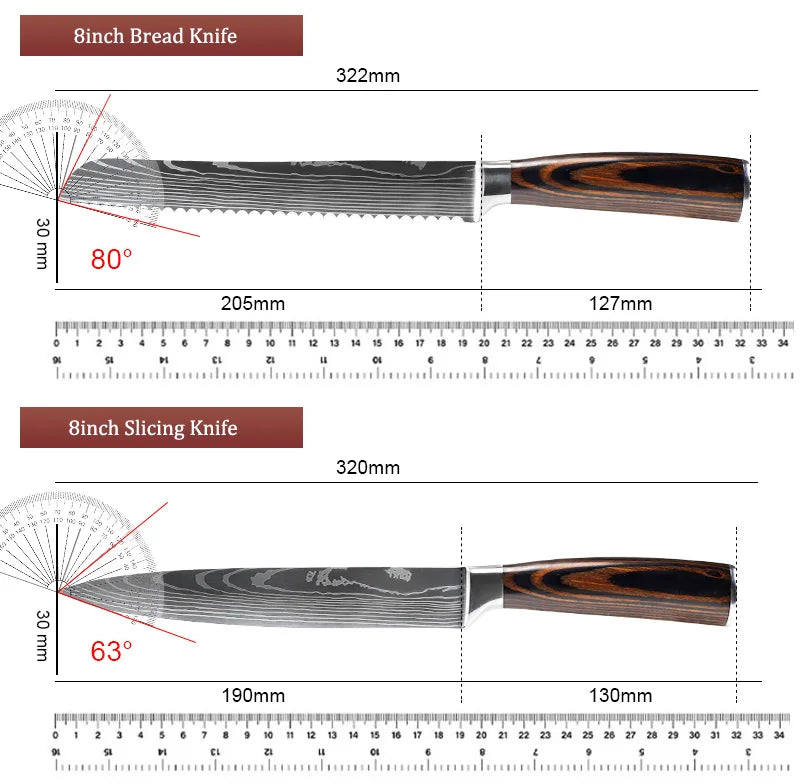 Kitchen knives Set Professional Chef Knives Japanese 7CR17 440C High Carbon