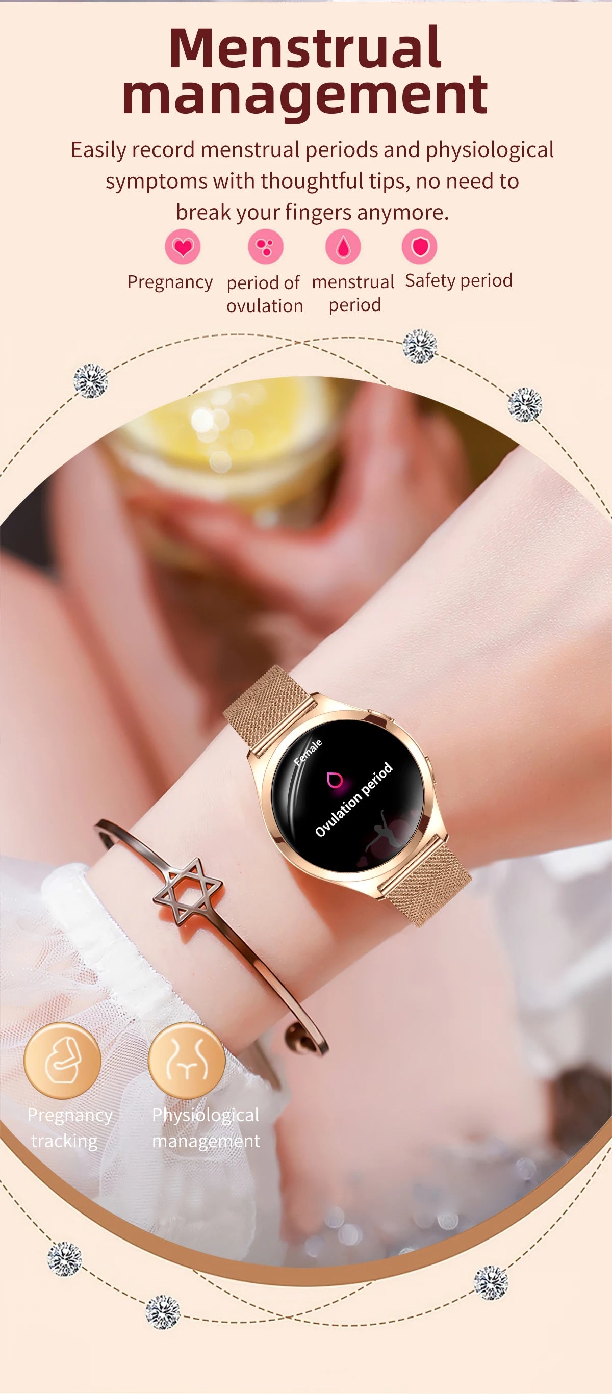 LIGE Luxury 1.27" HD Screen Smart Watch Women Waterproof Bluetooth Call Women’s Bracelet Sports Health Monitor Ladies Smartwatch
