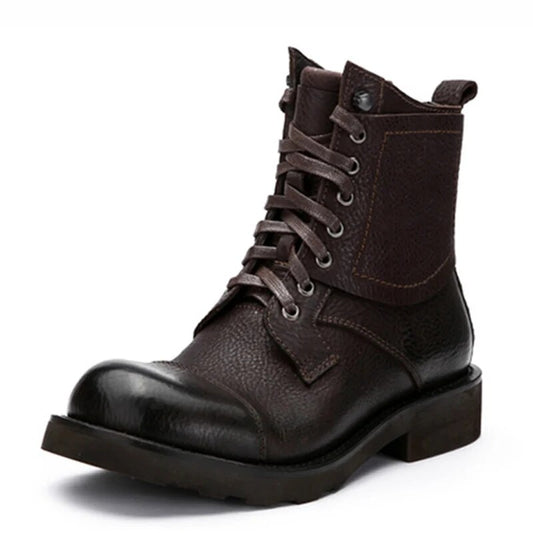 Comfortable Military Boots Vintage Military Shoes Genuine Leather Men Ankle Boots