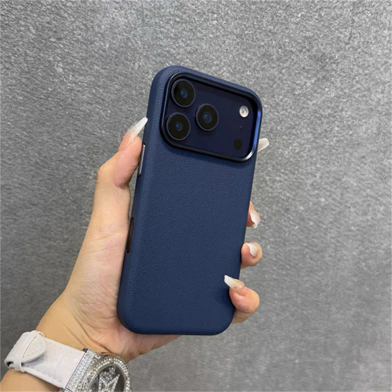 Magnetic Leather Case For iPhone 17 Pro Max 17 Ari MagSafe Silicone Border Protect Back Cover Shell With Ai Button Bumper