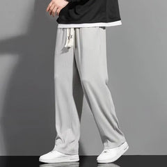 Casual Sports Long Pants Male Garment Men Casual Pants Solid Color Drawstring