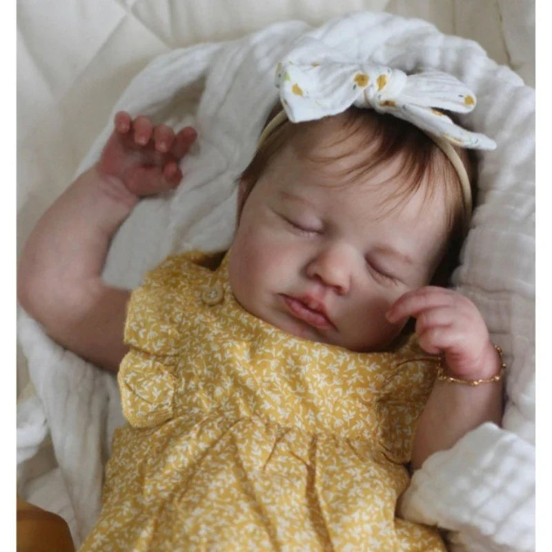 48cm  19inch LouLou Full Vinyl Girl Body Silicone Reborn Doll with Hand Rooted Hair
