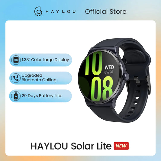 New HAYLOU Solar Lite Voice Calling Smart Watch 1.38" HD Screen Smartwatch 24H Health Monitor 100+ Sports Modes 100+ Watch Faces