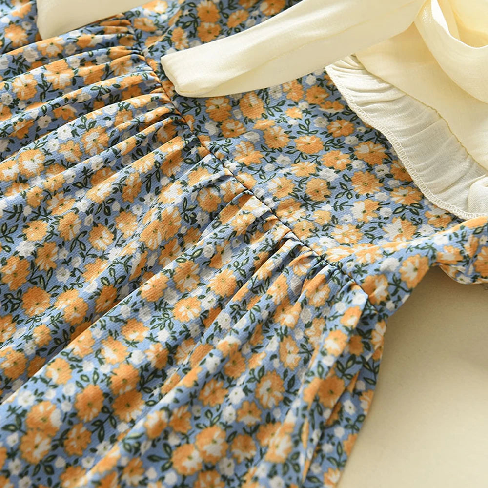 Casual Summer Kids Girls Dress Floral Kids Clothes Bow Patchwork Baby Girl