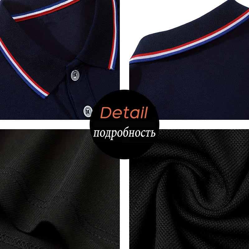 2025 Men's Summer Long Sleeve Lapel Polo Casual Breathable Comfortable Polo Shirt Solid High Quality Male T-Shirt Dropshipping