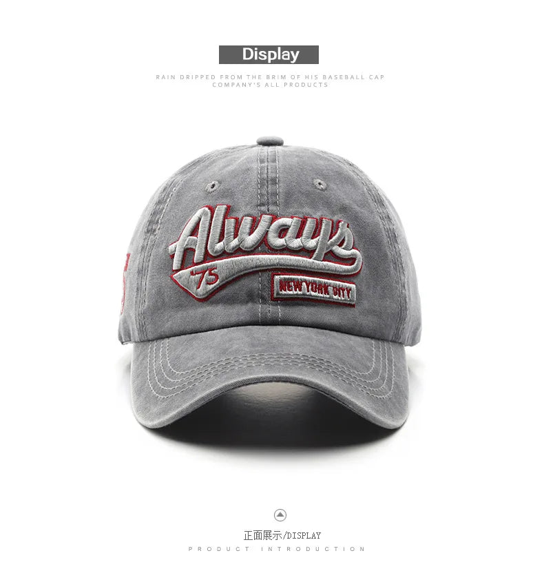 Women Men Baseball Cap Fashion Letter Embroidery Snapback Hat Vintage Washed