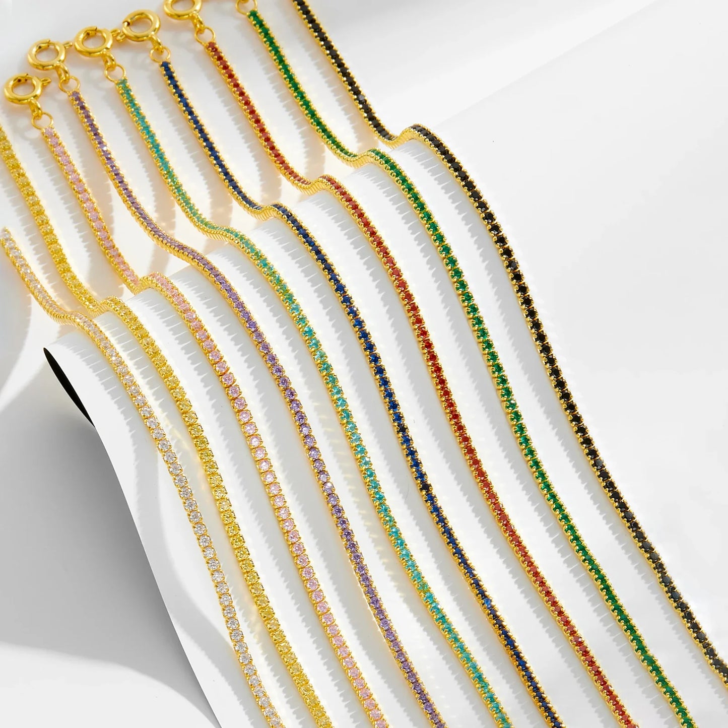 ANDYWEN 925 Sterling Silver Rainbow 1.5mm Tennis Chain Bracelet Luxury CZ Fine Jewelry Wedding Gift Soft Solid Jewelry Gift