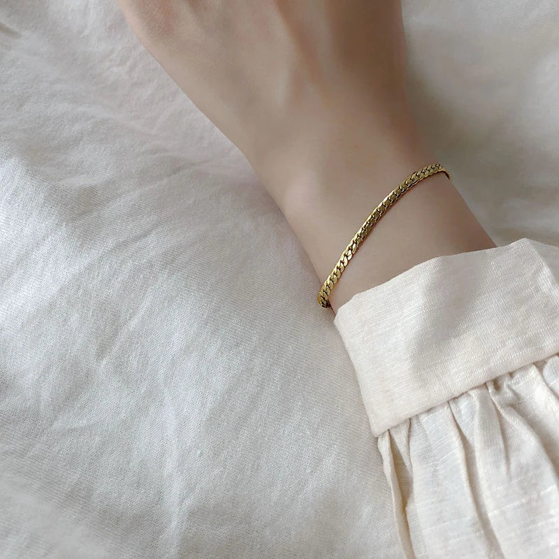 Gold Color Bracelet Stainless Steel Twist Cuban Chain Bracelet for Women Chain Bracelet Jewelry Gifts Wholesale Dropshipping