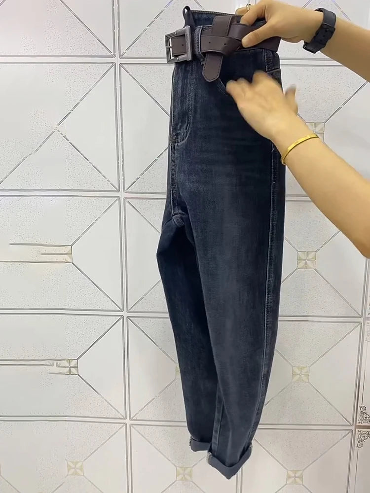 Y2k Large Women's Slim Nine Point Dad Jeans 2023 Autumn Fat Mm Loose Pear Shape